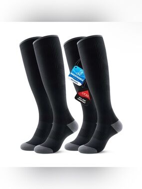 Breathable Compression Socks for Women and Men,15-20 mmHg,2 Pairs L/XL